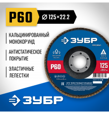 ЗУБР 125 х 22.2 мм, P60, КЛТ, Круг лепестковый торцевой (36591-125-60)