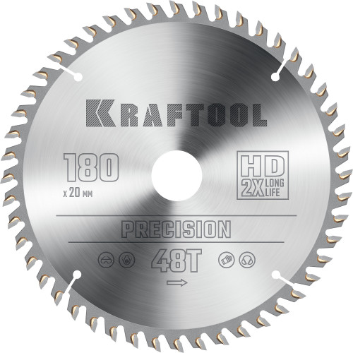 KRAFTOOL PRECISSION 180х20мм 48Т, диск пильный по дереву