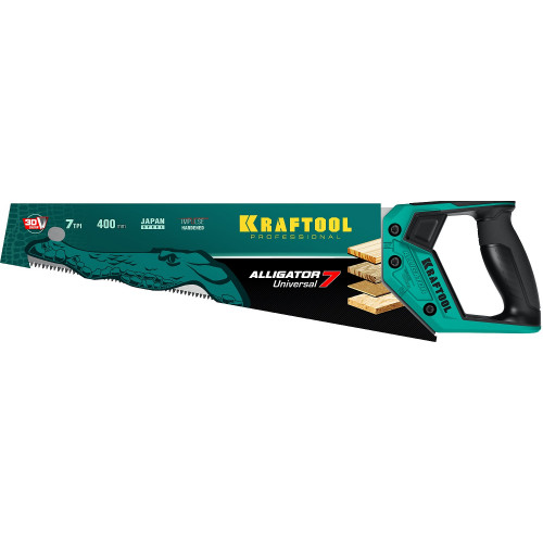 Ножовка универсальная ″Alligator Universal 7″, 400 мм, 7 TPI 3D зуб, KRAFTOOL