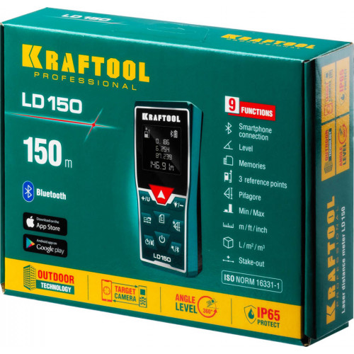 Дальномер ″LD-150″ лазерный, дальность 5см - 150м, точность 1,5 мм, KRAFTOOL 34767