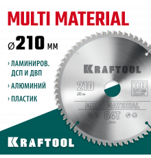 KRAFTOOL Multi Material 210х30мм 64Т, диск пильный по алюминию