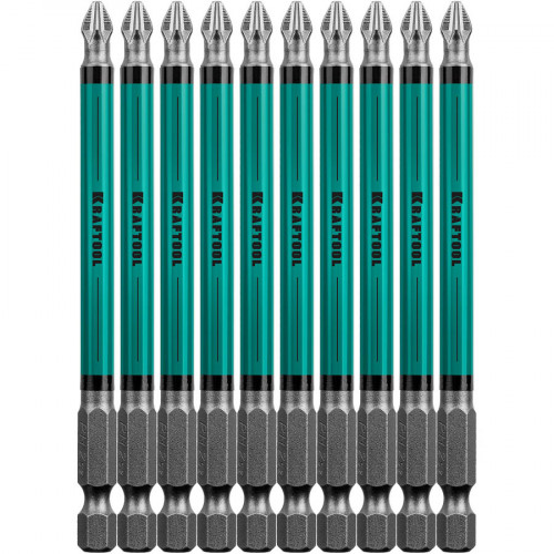 Optimum Line Биты, PH2, 100 мм, тип хвостовика E 1/4″, 10 шт в блистере, KRAFTOOL