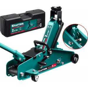 KRAFTOOL S-PIN 2.5т 140-385мм подкатной домкрат с увеличенным подъемом и фиксатором в кейсе