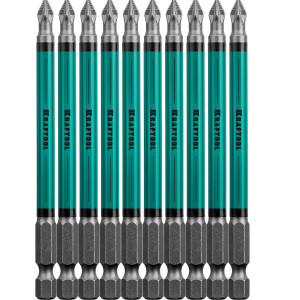 Optimum Line Биты, PZ2, тип хвостовика E 1/4″, 100 мм, 10 шт в блистере, KRAFTOOL