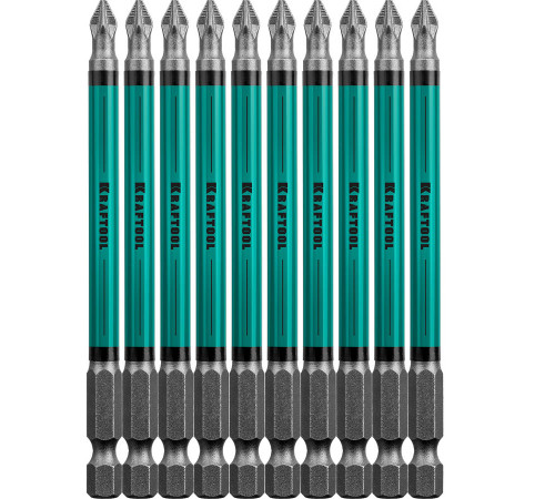 Optimum Line Биты, PZ2, тип хвостовика E 1/4″, 100 мм, 10 шт в блистере, KRAFTOOL