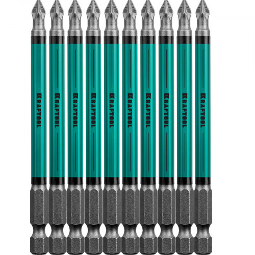 Optimum Line Биты, PZ2, тип хвостовика E 1/4″, 100 мм, 10 шт в блистере, KRAFTOOL