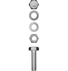 Болт (DIN933) в комплекте с гайкой (DIN934), шайбой (DIN125), шайбой пруж. (DIN127), M8 x 20 мм, 6 шт, ЗУБР