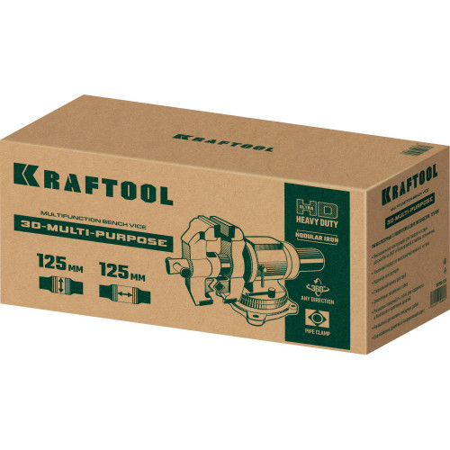 KRAFTOOL 3D Multi-Purpose, 125 мм, Чугунные слесарные тиски (32706-125)