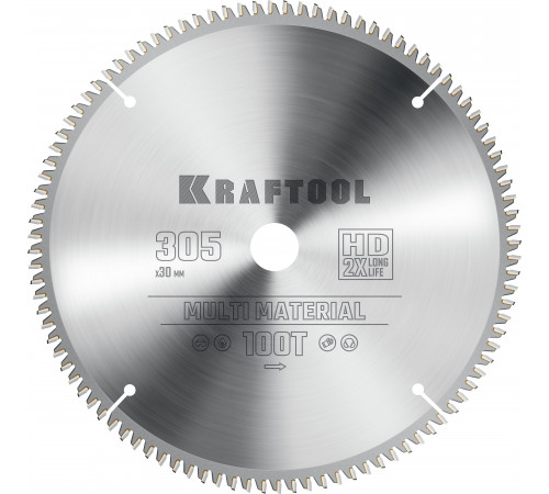 KRAFTOOL Multi Material 305х30мм 100Т, диск пильный по алюминию