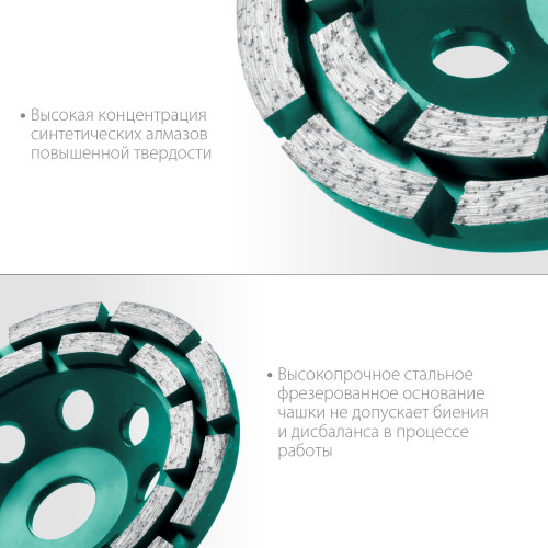 Двухрядная алмазная чашка Kraftool Double d 125 мм, INDUSTRIAL