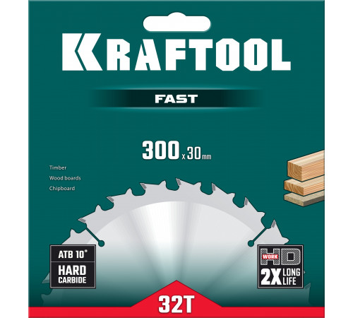 KRAFTOOL Fast 300х30мм 32Т, диск пильный по дереву