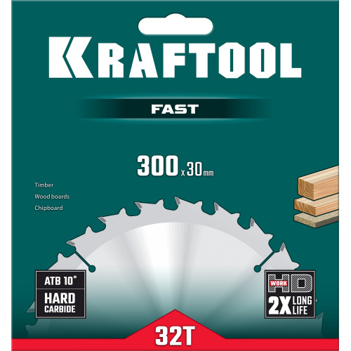 KRAFTOOL Fast 300х30мм 32Т, диск пильный по дереву