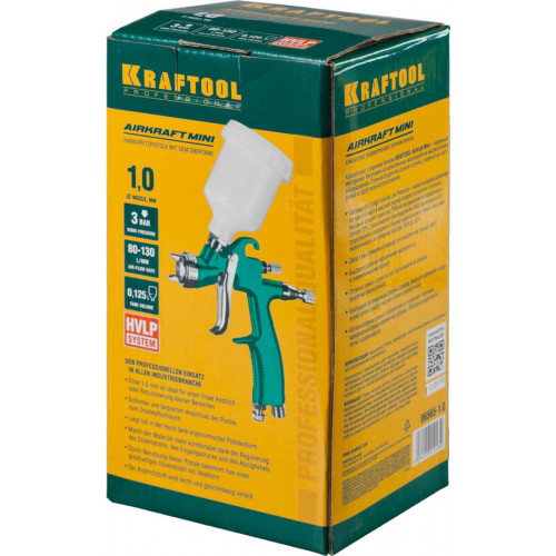 Краскопульт пневматический KRAFTOOL AirKraft Mini, HVLP, c верхним бачком, 1,0мм