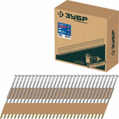 ЗУБР SN21 90 х 3.1 мм, реечные гвозди рифленые оцинкованные, 2000 шт(305396-90)