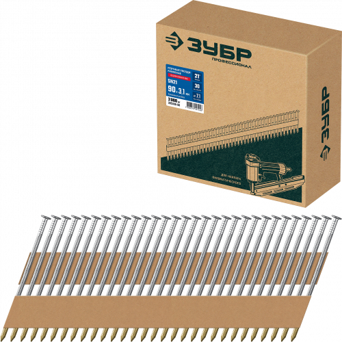 ЗУБР SN21 90 х 3.1 мм, реечные гвозди рифленые оцинкованные, 2000 шт(305396-90)
