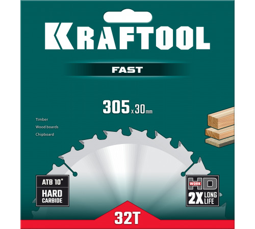 KRAFTOOL Fast 305х30мм 32Т, диск пильный по дереву