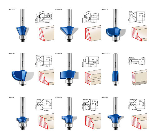 ЗУБР 30шт, набор профильных фрез по дереву