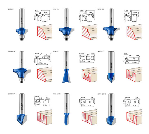 ЗУБР 30шт, набор профильных фрез по дереву