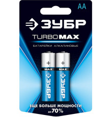 Щелочная батарейка 1.5 В, тип АА, 2 шт, ЗУБР Turbo-MAX