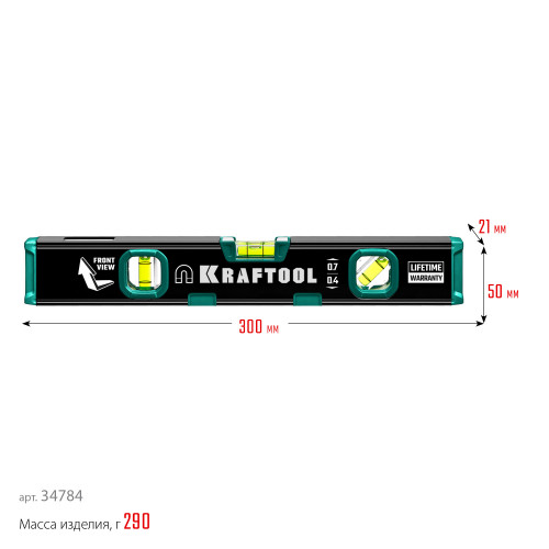 Kraftool 300 мм, компактный магнитный уровень с зеркальным глазком