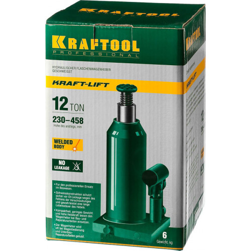 KRAFTOOL KRAFT-LIFT 12т, 230-460мм домкрат бутылочный гидравлический, KRAFT BODY