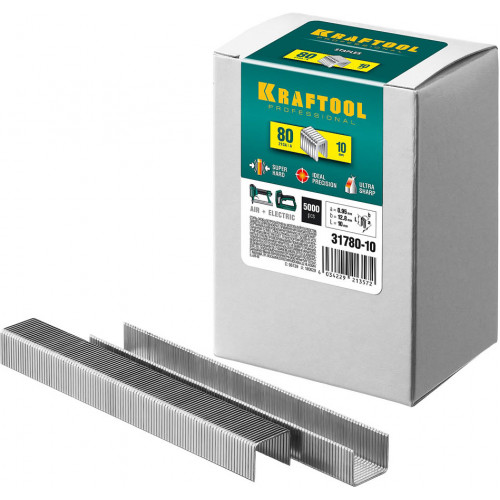 KRAFTOOL 10 мм скобы для степлера тип 80, 5000 шт