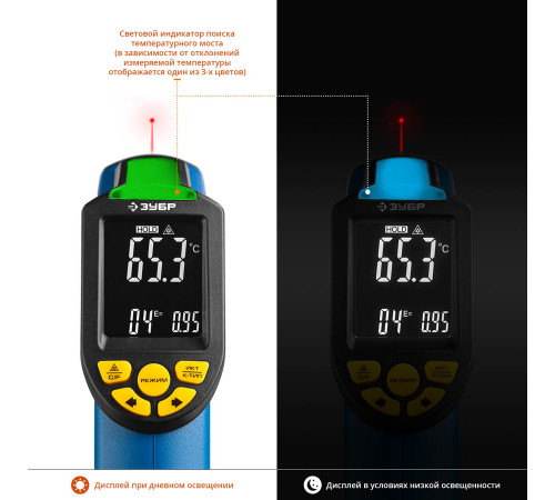 Пирометр инфракрасный, -50°С +650°С, ТермПро-700, ЗУБР Профессионал