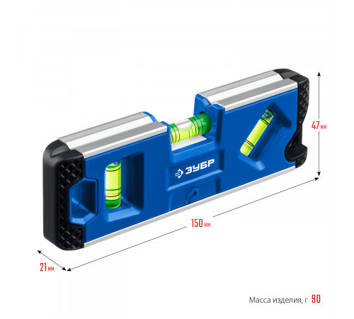 Магнитный компактный уровень ЗУБР 150 мм Компакт3-М