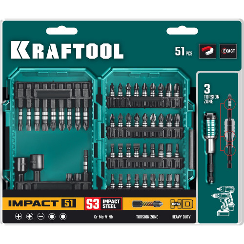 KRAFTOOL IMPACT-51 51 шт, Набор ударных бит (26066-H51)