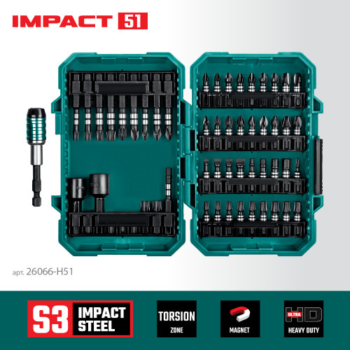 KRAFTOOL IMPACT-51 51 шт, Набор ударных бит (26066-H51)