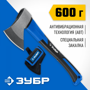 ЗУБР Фибергласс Плюс, 600/900 г, с чехлом, 380 мм, Кованый топор (2061-06D)