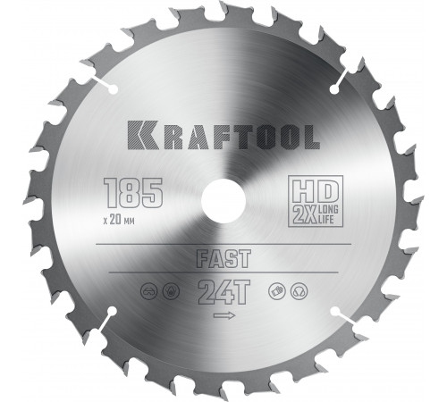 KRAFTOOL Fast 185х20мм 24Т, диск пильный по дереву