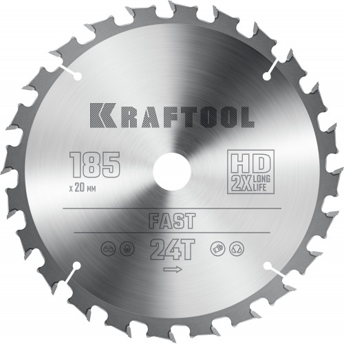 KRAFTOOL Fast 185х20мм 24Т, диск пильный по дереву