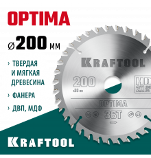 KRAFTOOL Optima 200х30мм 36Т, диск пильный по дереву