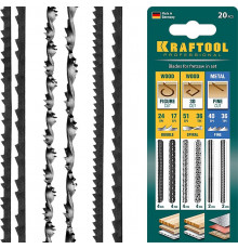 Набор полотен для лобз., двойной зуб: №3(4), №5(4), спиральн: №1(4), №3(4), по мет: №3(2), №5(2), 20шт, KRAFTOOL 15348-H20