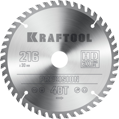 KRAFTOOL PRECISSION 216х30мм 48Т, диск пильный по дереву