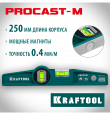 Магнитный литой уровень KRAFTOOL 250 мм PROCAST-M