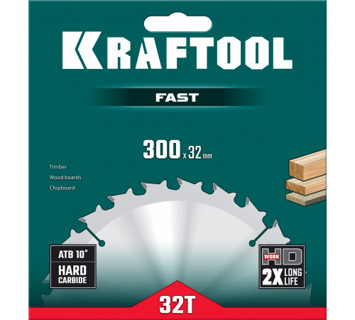 KRAFTOOL Fast 300х32мм 32Т, диск пильный по дереву