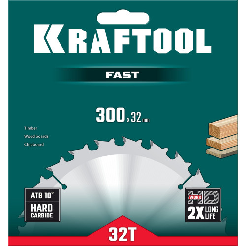 KRAFTOOL Fast 300х32мм 32Т, диск пильный по дереву
