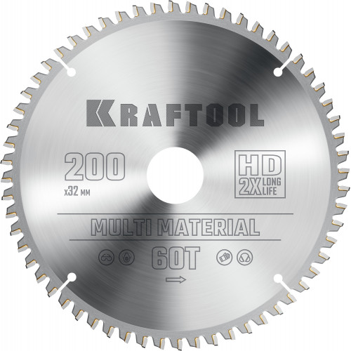 KRAFTOOL Multi Material 200х32мм 60Т, диск пильный по алюминию
