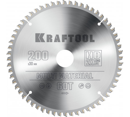 KRAFTOOL Multi Material 200х30мм 60Т, диск пильный по алюминию