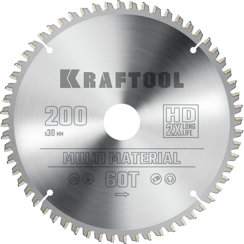 KRAFTOOL Multi Material 200х30мм 60Т, диск пильный по алюминию