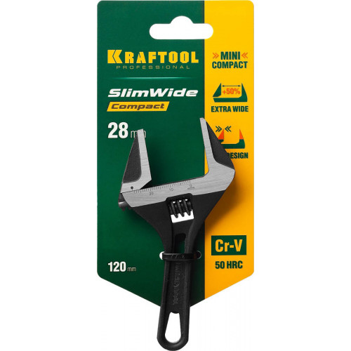 Ключ разводной SlimWide Compact, 120 / 28 мм, KRAFTOOL