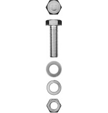 Болт (DIN933) в комплекте с гайкой (DIN934), шайбой (DIN125), шайбой пруж. (DIN127), M6 x 20 мм, 11 шт, ЗУБР