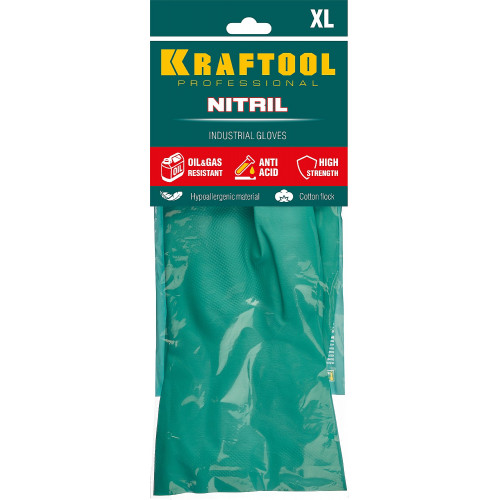 KRAFTOOL NITRIL нитриловые индустриальные перчатки, маслобензостойкие, размер XL