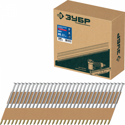 ЗУБР SN21 80 х 3.1 мм, реечные гвозди рифленые оцинкованные, 2000 шт (305396-80)