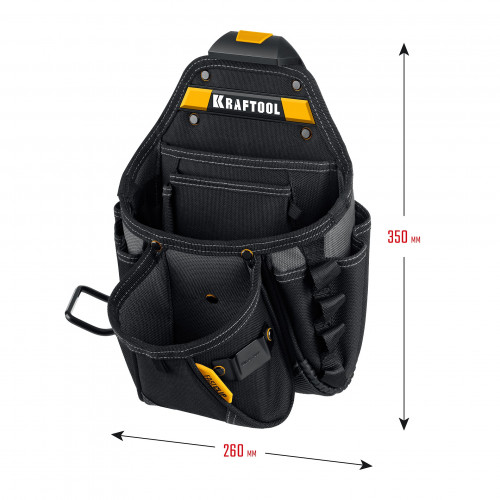 KRAFTOOL KP-27 с быстросъёмным креплением FastClip, 27 карманов и петли, 350 х 260 мм, поясная сумка (38773)