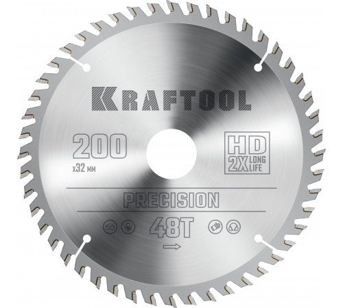 KRAFTOOL PRECISION 200х32мм 48Т, диск пильный по дереву