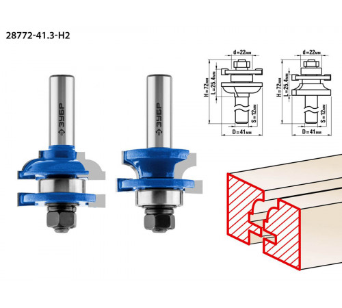 ЗУБР 41,3x23мм, хвостовик 12мм, набор фрез рамочных №2
