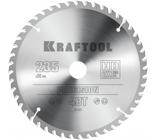 KRAFTOOL PRECISION 235х30мм 48Т, диск пильный по дереву